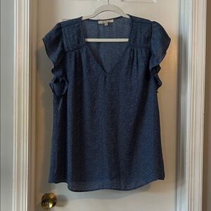 Les Serein Jenna Flitter Sleeve Blouse, blue, medium